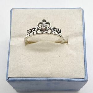 Size 6.75 Silver Tone Princess Crown Ring